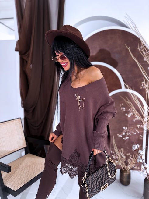 PLUS SIZE sweater "AGAIN 10588"- choco